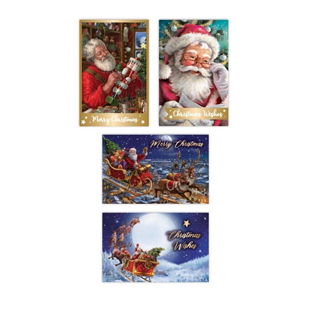 CARDS XMAS 115X177MM TEXTURED FOIL SANTA BX10