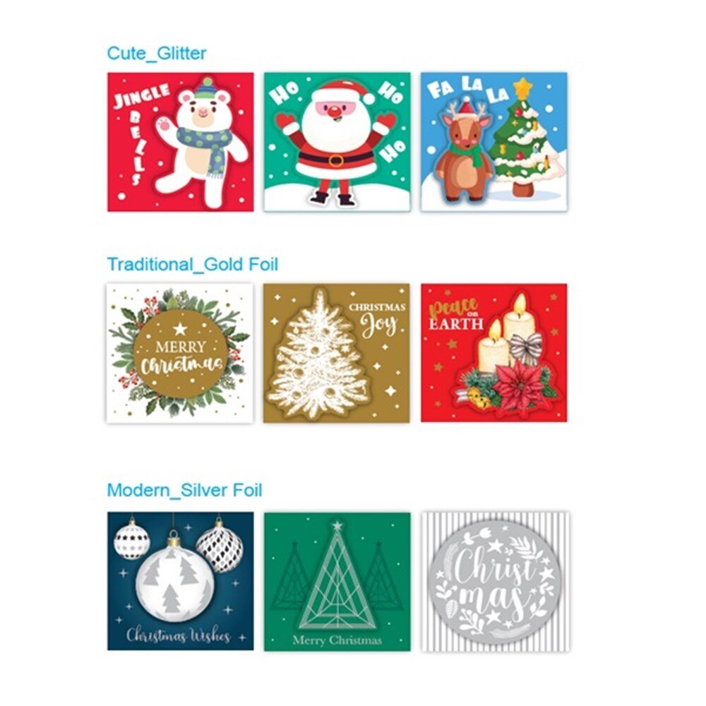 GIFT TAG XMAS 3 DESIGNS 9 LABLES ON FOAM TAPE 3 ASST