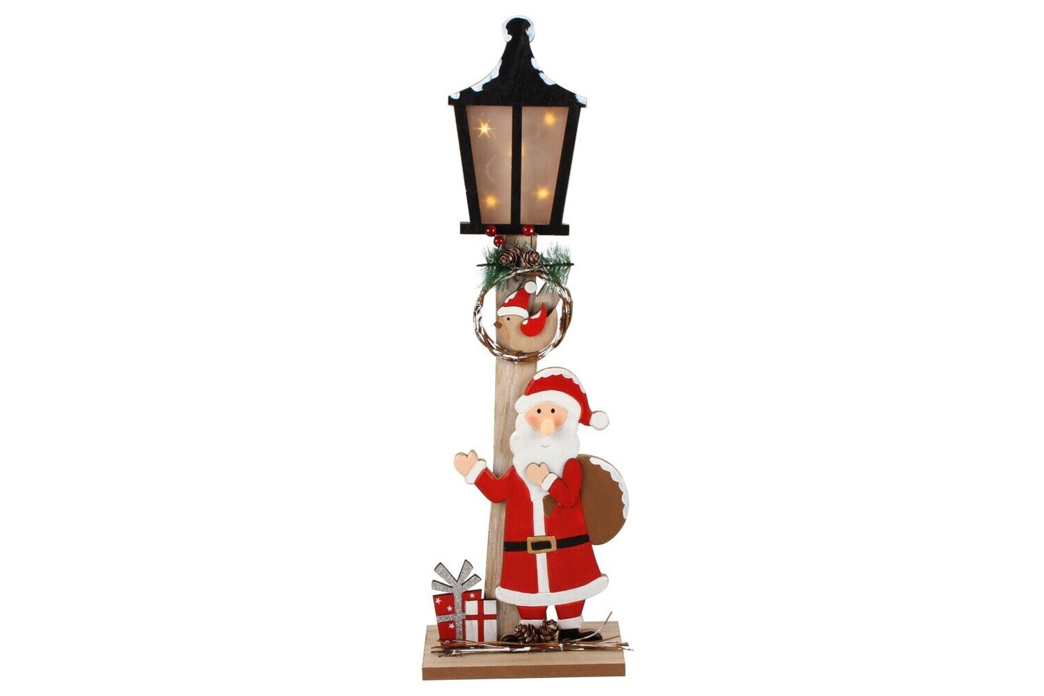 XMAS LIGHT UP SANTA WITH LANTERN 58 X 18 X 10.5 CM