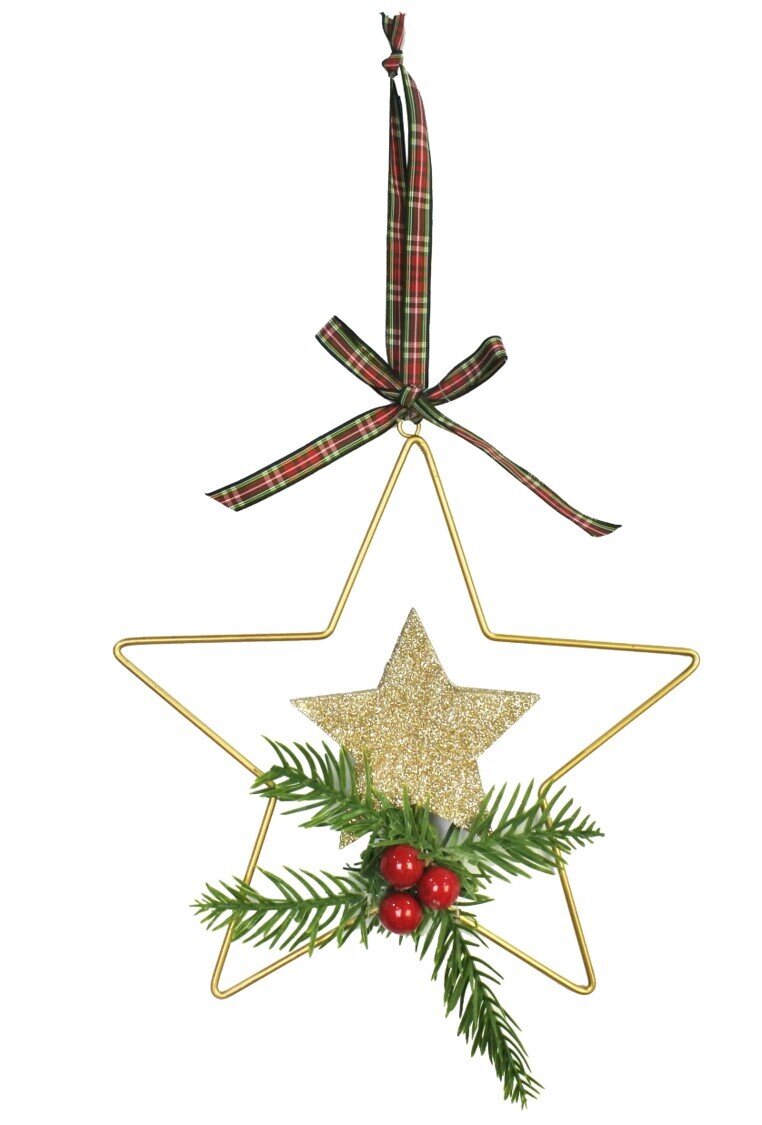 XMAS DECO HANGING 20CM WIRE STAR