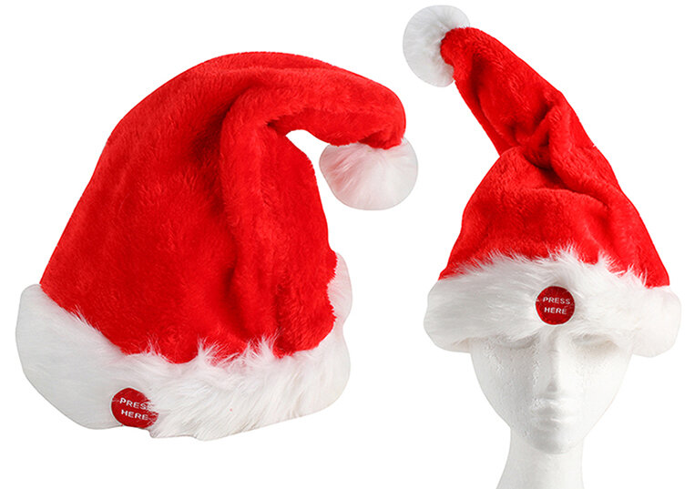 MUSICAL XMAS 35X22CM DANCING SANTA HAT