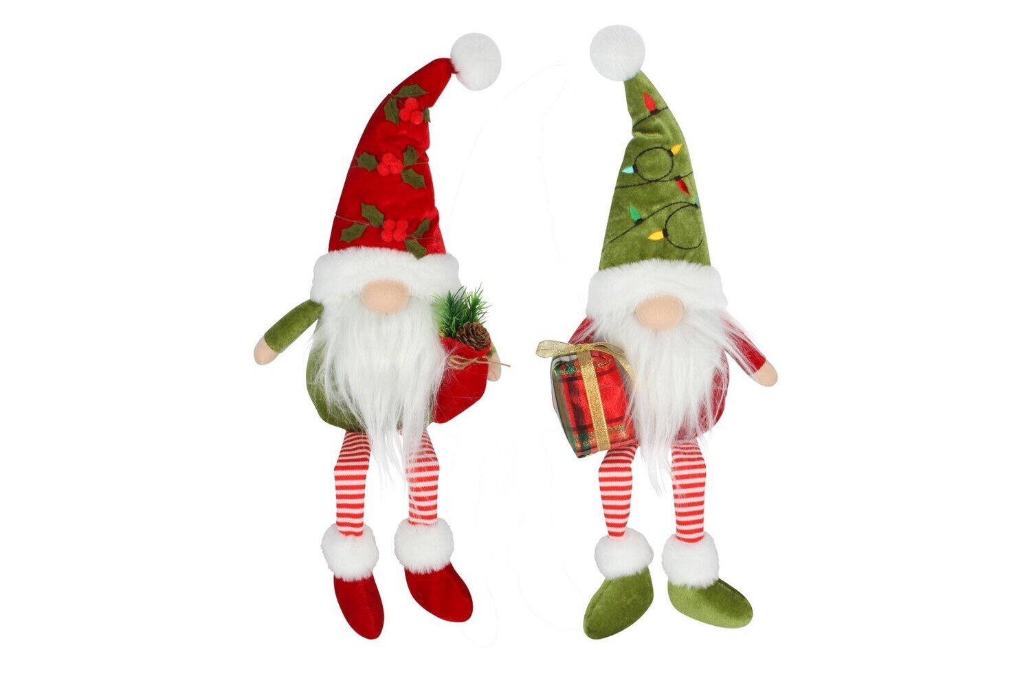 GNOME XMAS 52X20X10CM SITTING WITH HAT 2 ASST