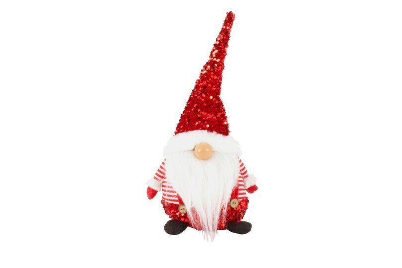 GNOME XMAS 45X24X13CM SITTING RED SEQUIN LARGE 2 ASST