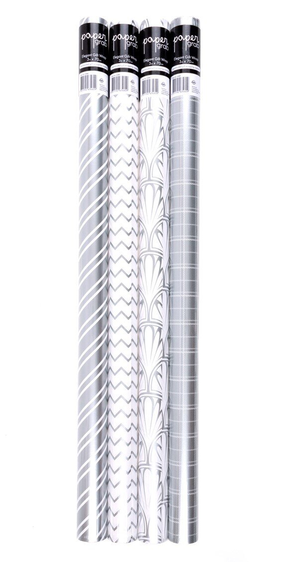 XMAS WRAP 3MX70CM CLASSY DESIGN SILVER