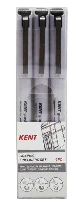 FINELINER SET KENT 3 PIECES 0.3 0.5 0.7MM