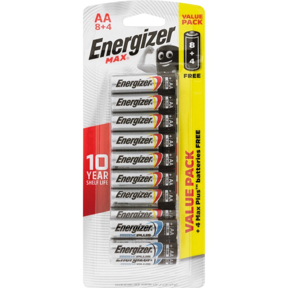 BATTERY ENERGIZER MAX ALKALINE AA RED PK 8 + 2