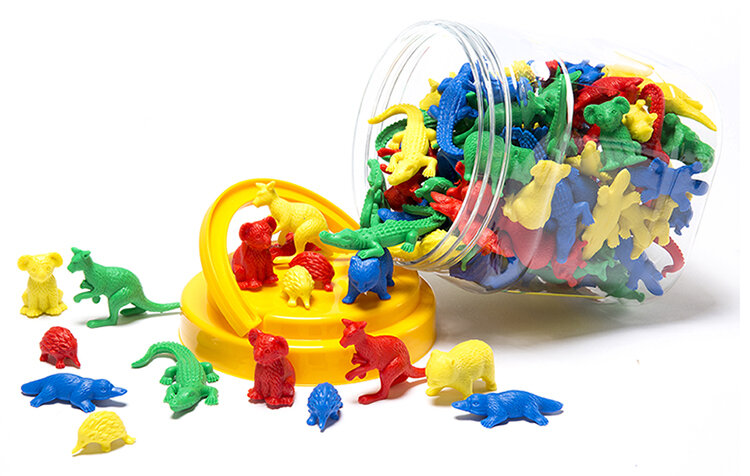 SP- COUNTERS AUSTRALIAN ANIMALS JAR (120) [KOALA KANGAROO CROC PLATYPUS ECH