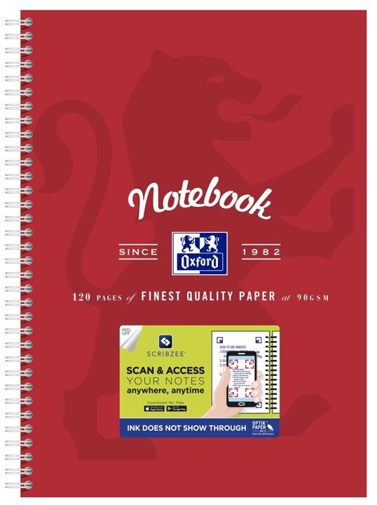 NOTEBOOK OXFORD A4 SCRIBZEE� COMPATIBLE RED  120PG