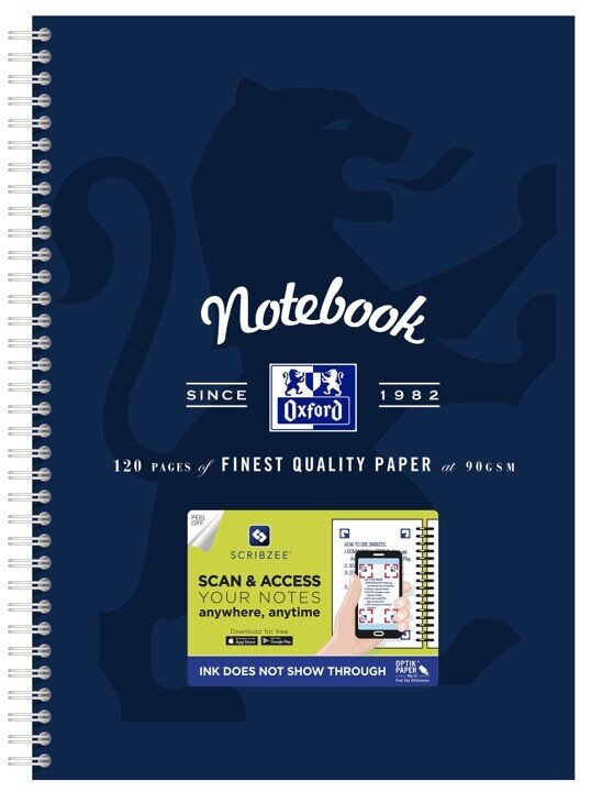 NOTEBOOK OXFORD A4 SCRIBZEE� COMPATIBLE NAVY 120PG