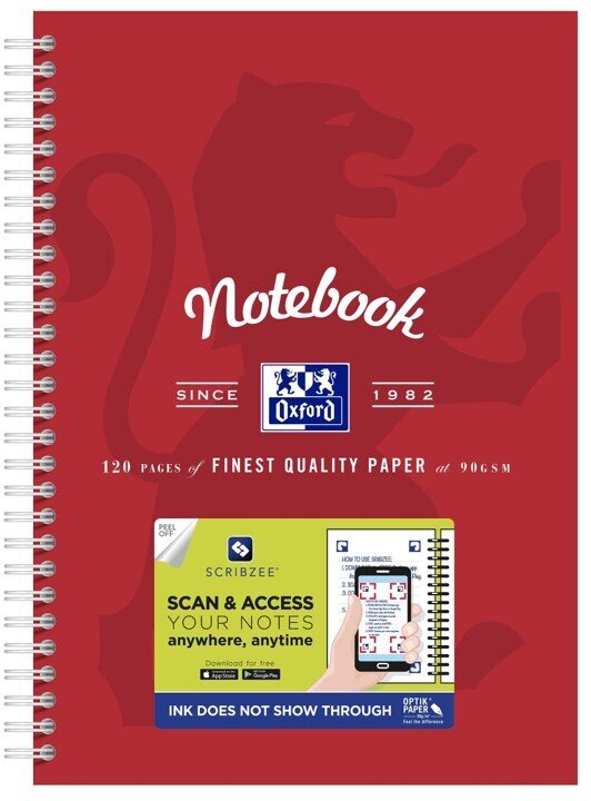 NOTEBOOK OXFORD B5 SCRIBZEE� COMPATIBLE RED 120PG