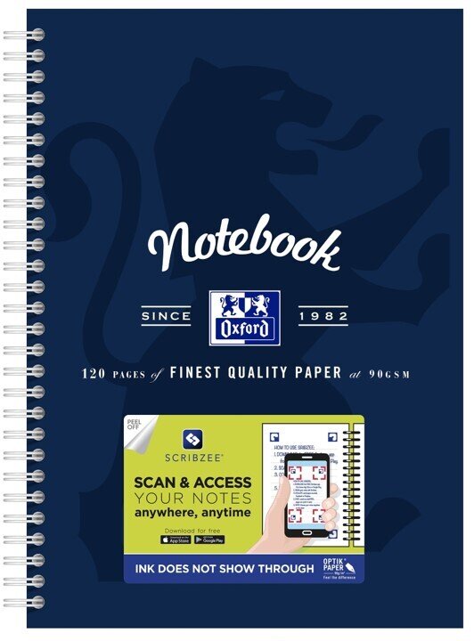 NOTEBOOK OXFORD B5 SCRIBZEE� COMPATIBLE NAVY 120PG
