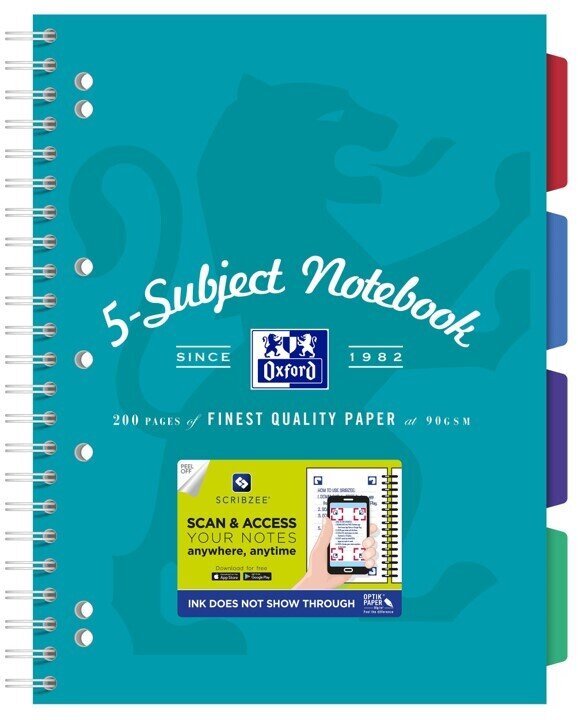 SUBJECT BOOK OXFORD A4 SCRIBZEE� COMPATIBLE AQUA 200PG