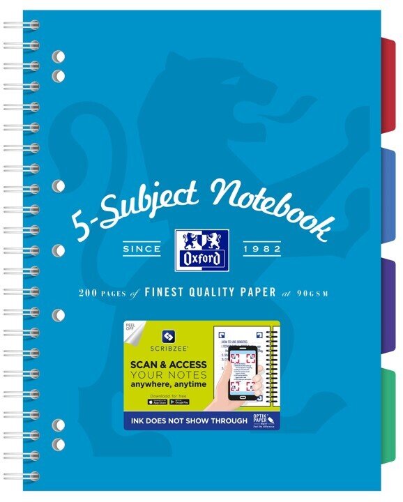 SUBJECT BOOK OXFORD A4 SCRIBZEE� COMPATIBLE TURQUIOSE 200PG