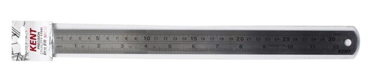 STEEL RULER KENT 30CM IMPERIAL & METRIC