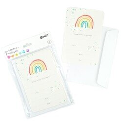 INVITATION CARDS & ENVELOPES QUILL 6 X 4 RAINBOW PARTY MULTI PK8