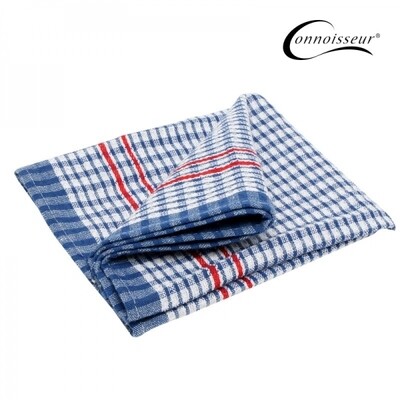 TEA TOWELS CONNOISSEUR 600MMX400MM RED WHITE & BLUE STRIPES PK12