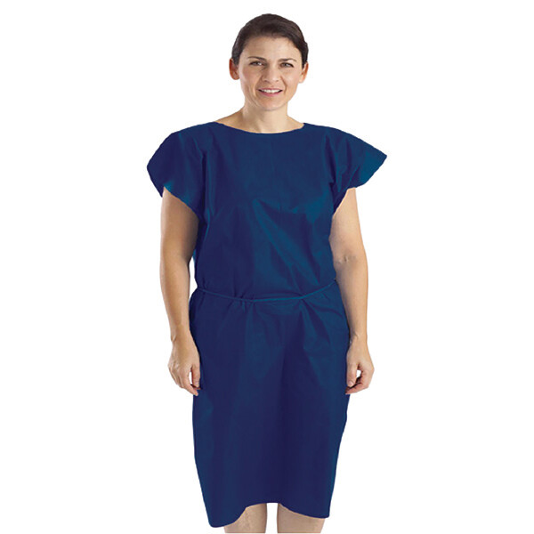 Task Patient Examination Non-Woven Polypropylene Gown With Shoulder Sleeve With Ties Dark Blue Regular Non Sterile x 100 pcs