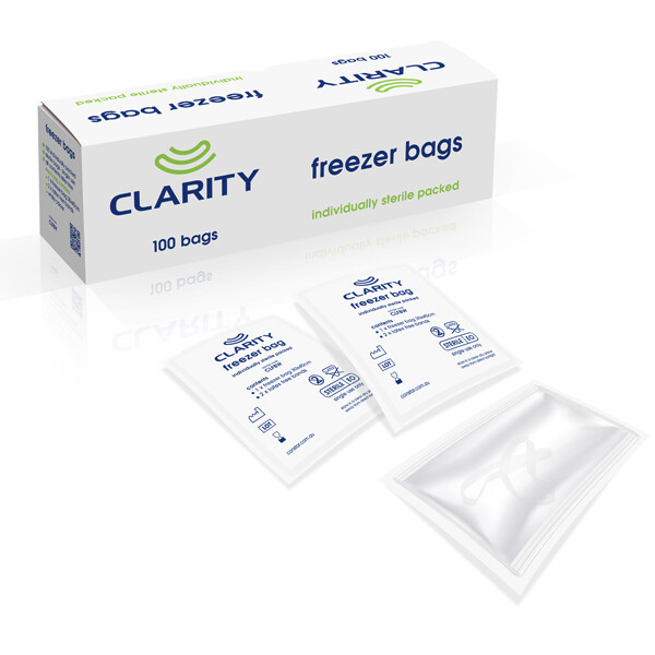 Clarity Freezer Bag With 2 Latex Free Bands Individually Packed Single Use Sterile x 2000 pcs