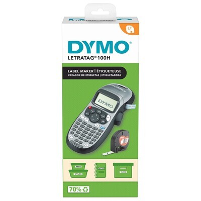 LABEL MAKER DYMO LETRATAG 100H HANDHELD LABELLER WITH 3 TAPES - SILVER