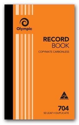 RECORD BOOK OLYMPIC 704 DUP C/LESS 8X5 (07353)