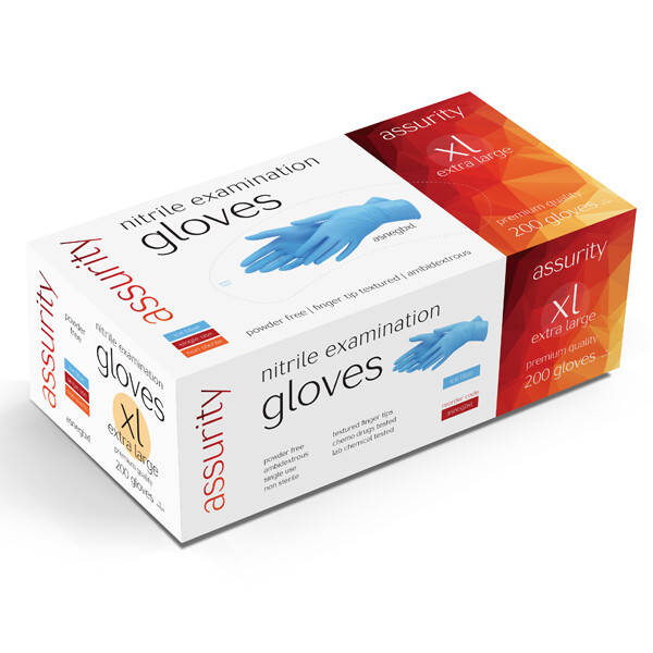 Assurity Nitrile Examination Gloves Extra Large Powder Free Non-Sterile x 2000 pcs