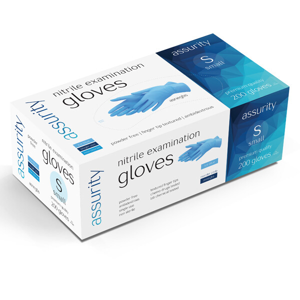 Assurity Nitrile Examination Gloves Small Powder Free Non-Sterile x 2000 pcs