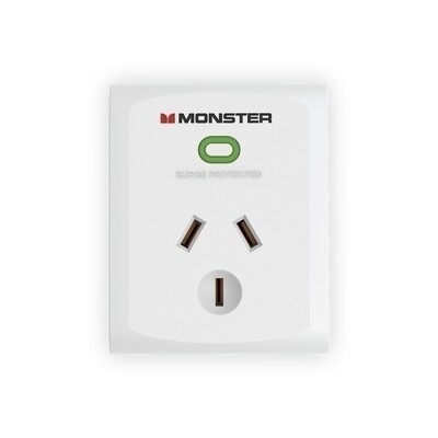 Monster Single Socket Surge Protector - White