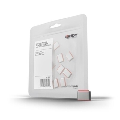 Lindy USB-C Port Blockers - 10 Pack (Pink)