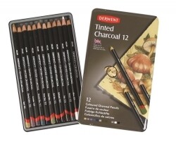 PENCILS DERWENT ACADEMY TINTED CHARCOAL TIN PK12