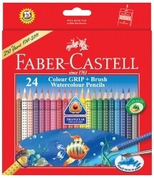 PENCIL COLOURED FABER GRIP WATERCOLOUR 24's + BRUSH