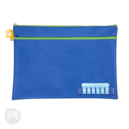 PENCIL CASE MICADOR 375X264MM NAME TWIN ZIP DARK BLUE