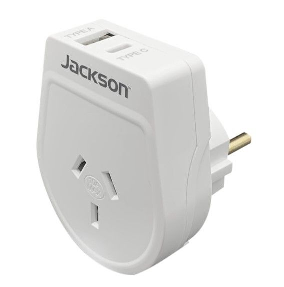 SP- ADAPTOR JACKSON INDUSTRIES OUTBOUND SLIM USB-A & C TRAVEL- EU WHITE