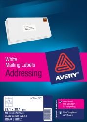 LABEL AVERY INKJET J8163 ADDRESS 14L 99.1X38.1MM 50'S