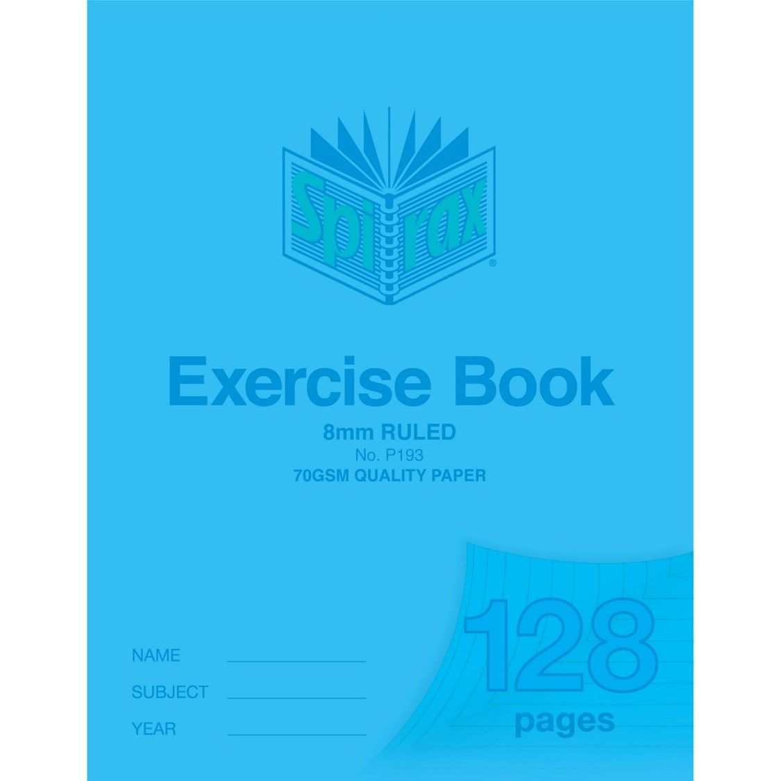 SP- EXERCISE BOOK SPIRAX 225MM X 175MM 8MM P193 128PAGE