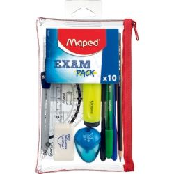 STUDENT KIT MAPED EXAM PENCIL CASE 10PC TRANSPARENT