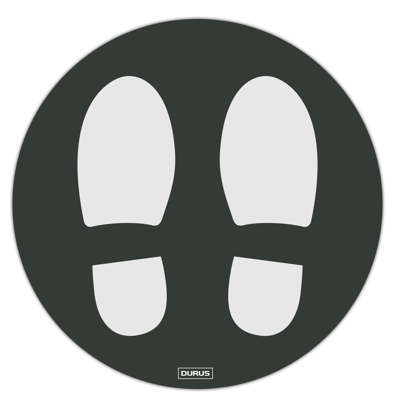 ADHESIVE DURUS 250MM DIAMETER FLOOR SHOE PRINTS CHARCOAL AND�WHITE