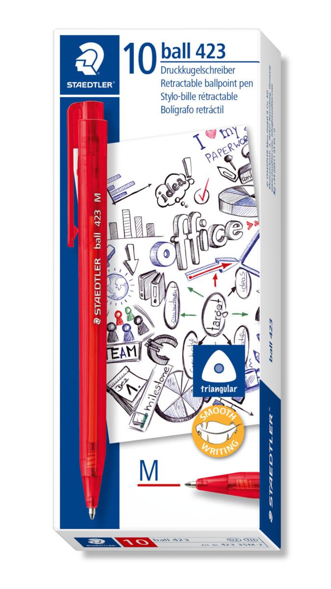 SP- PEN STAEDTLER MEDIUM BALLPOINT 423 RED BX10