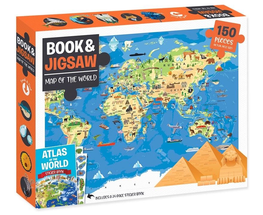 JIGSAW MINDBOGGLERS 150 PIECE MAP OF THE WORLD INCL 24 PAGE BOOK