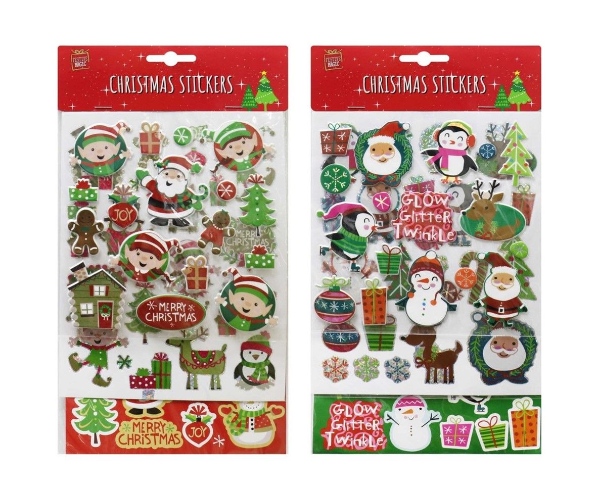 XMAS STICKERS LASER CHRISTMAS CHARACTERS ASST