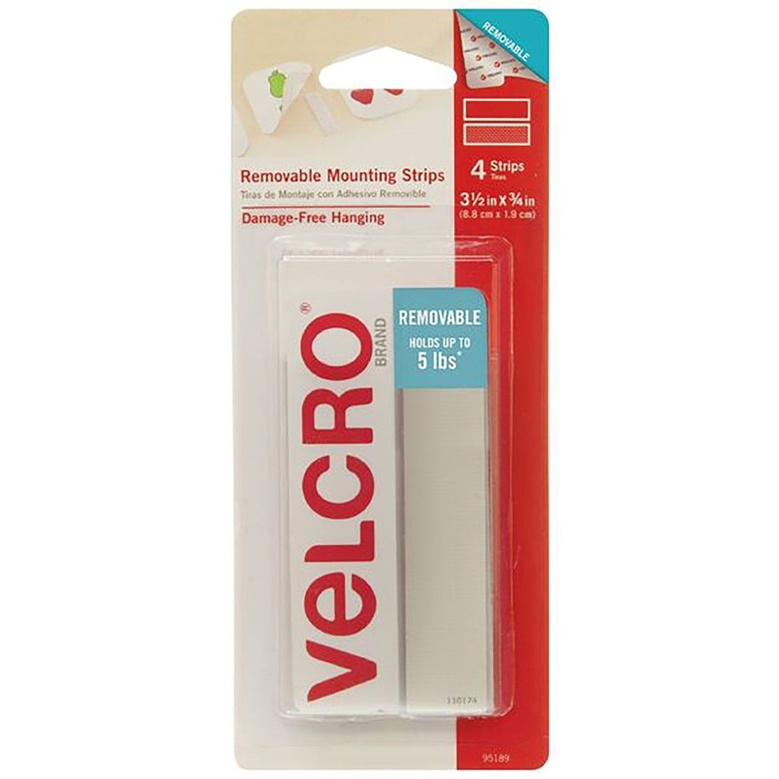 STRPS VELCRO 4.4X1.9CM REMOVABLE WHITE PK4