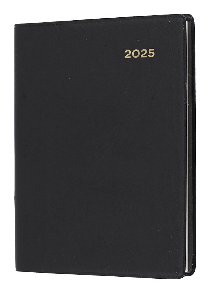 DIARY 2025 COLLINS BELMONT A7 105X74MM 337P.V99 PVC PKT W PENCIL WTV BLACK