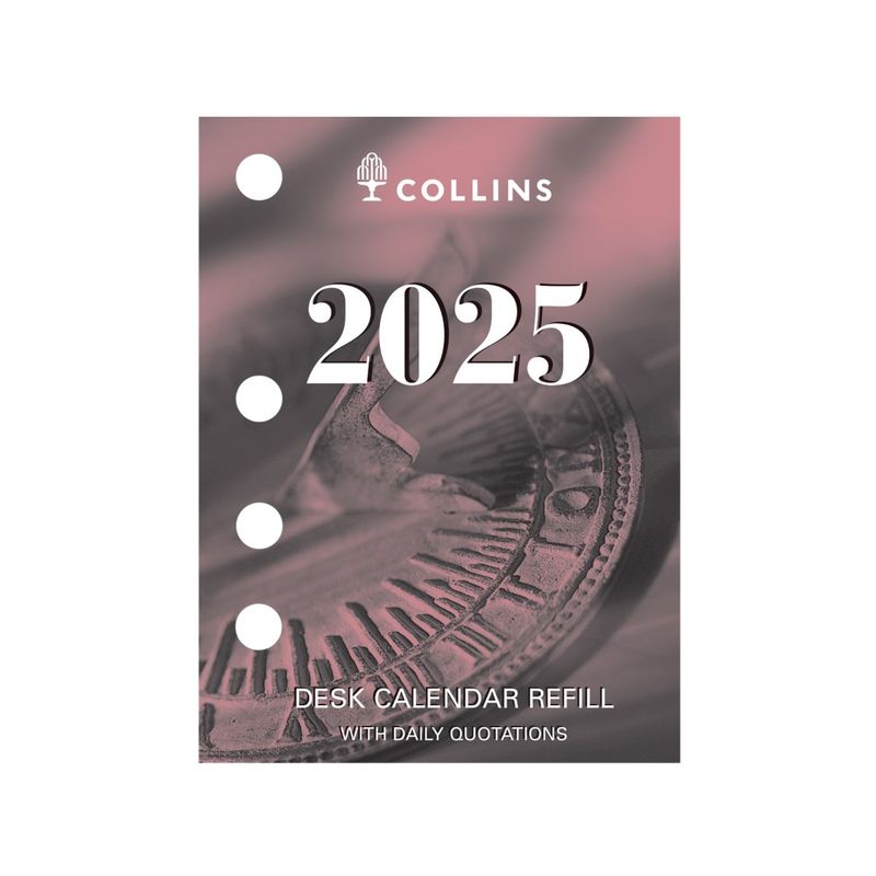 DESK CALENDAR REFILL 2025 COLLINS 76X102MM SIDE PUNCH