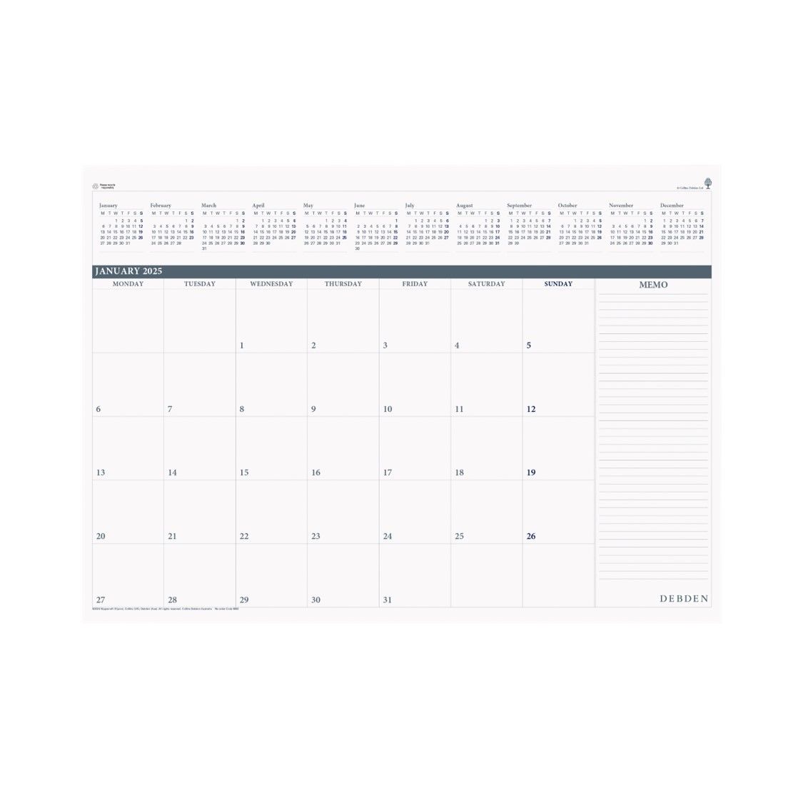 PLANNER REFILL 2025 DEBDEN 370X530MM 3902.CRF DESK TOP MTV