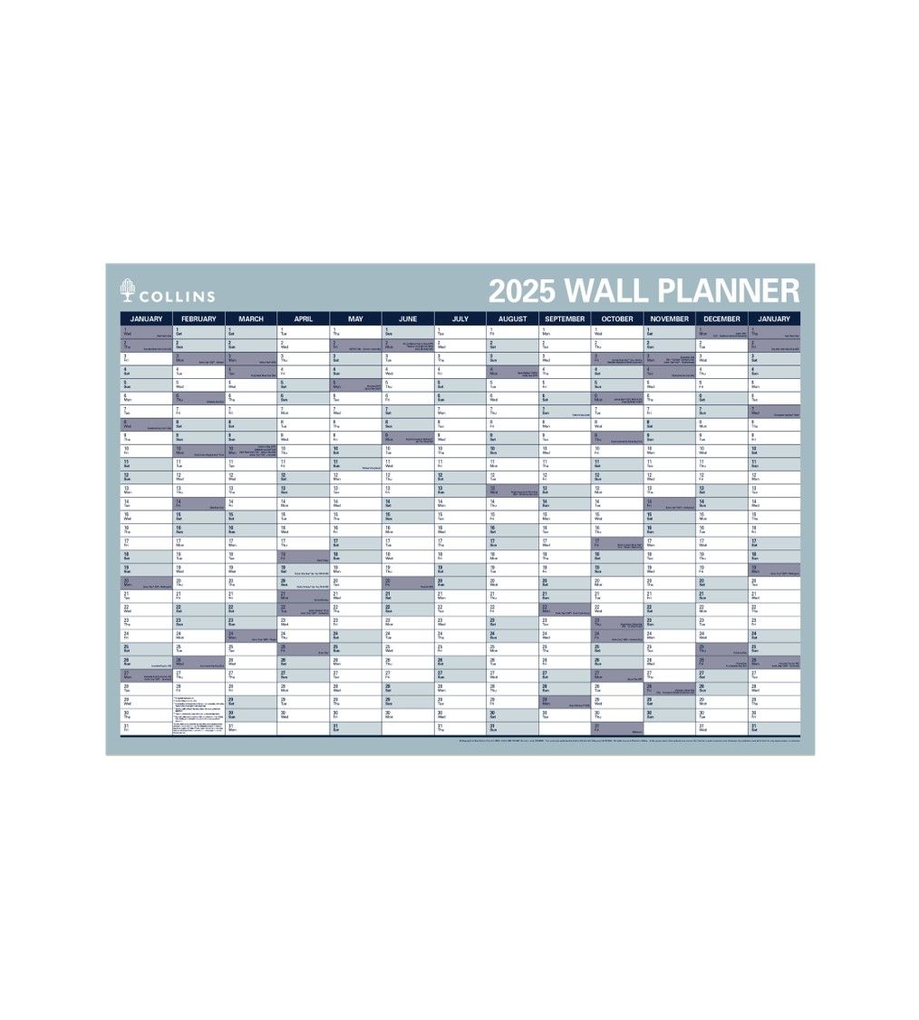 PLANNER 2025 COLLINS 686X990MM WP900D LAMINATED ROLL UP DISP15