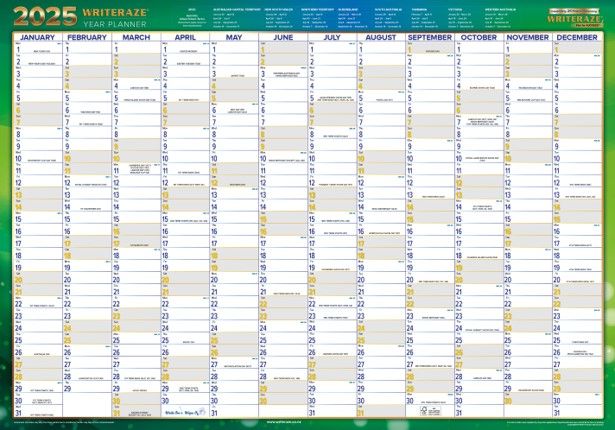 PLANNER 2025 COLLINS 500X700MM 11880 QC2 LAMINATED RECYCLED
