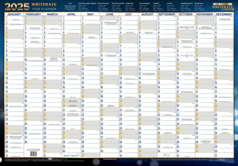PLANNER 2025 COLLINS 700X1000MM 11800 QC2 LAMINATED FRAMED