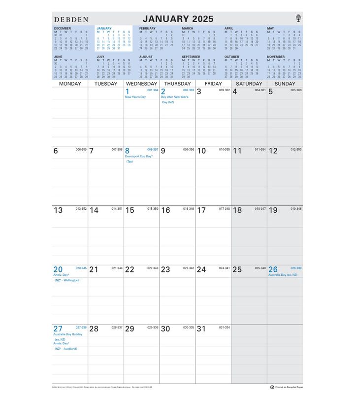 CALENDAR 2025 COLLINS 394X577MM CE0015 WIRO MTV