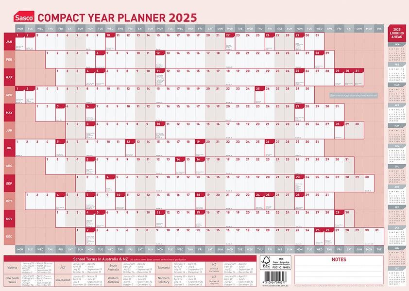 PLANNER 2025 SASCO 594X420MM COMPACT YTV