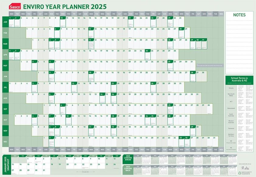 PLANNER 2025 SASCO 610X870MM ENVIRO YTV