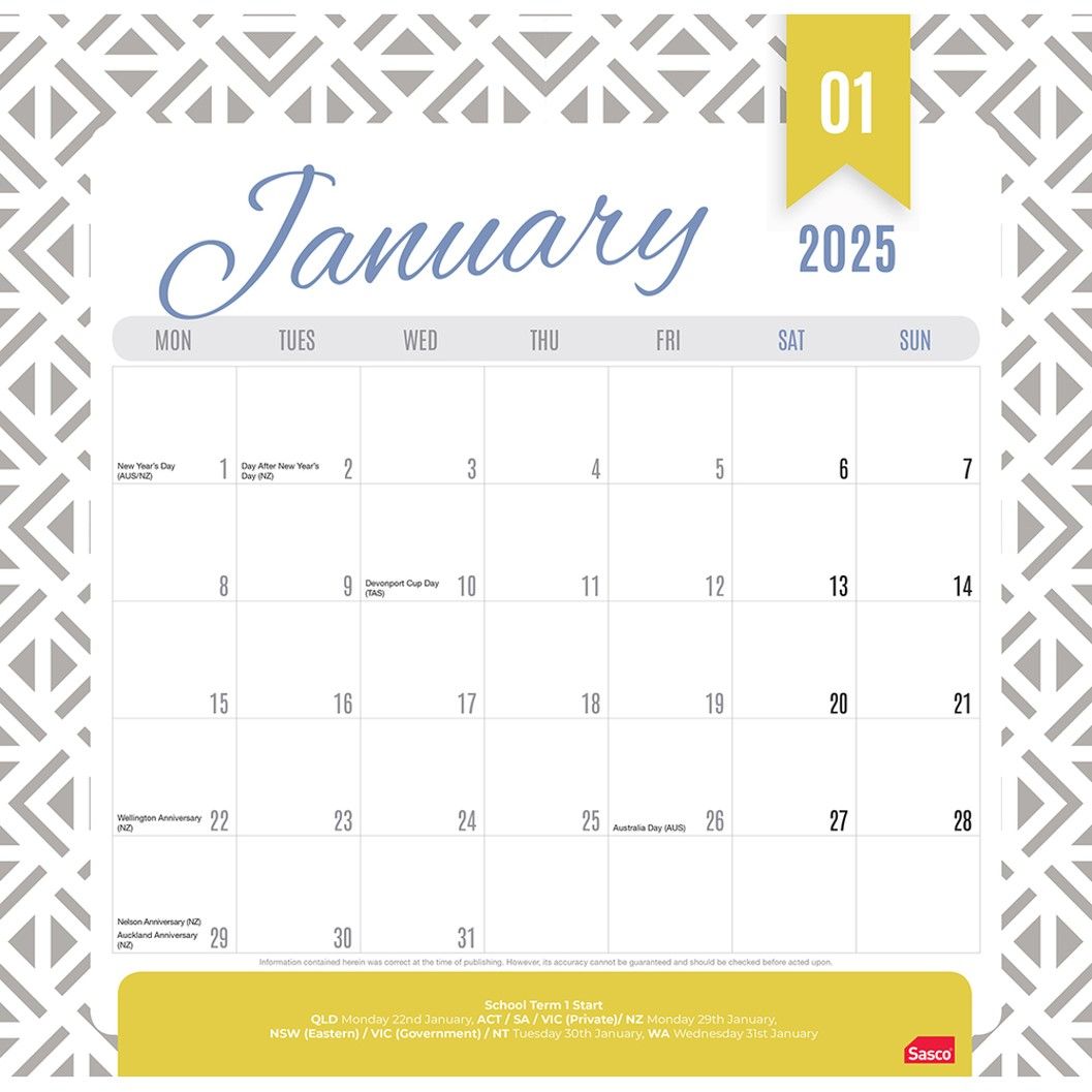 CALENDAR 2025 SASCO 325X315MM MAGNETIC MTV